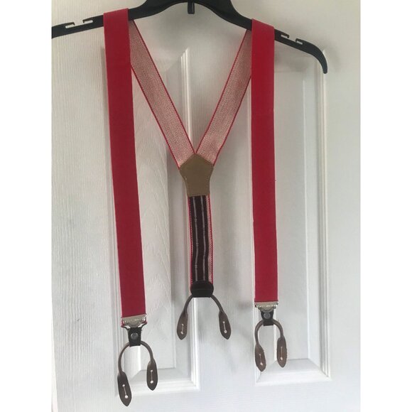 Vintage Very Rare President Co. POLICE Red Button On Suspenders Leather Elastic - Picture 4 of 10